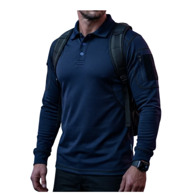 PLAYERA TACTICA TIPO POLO MANGA LARGA Azul Marino
