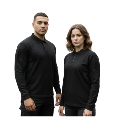 PLAYERA TACTICA TIPO POLO MANGA LARGA Negra
