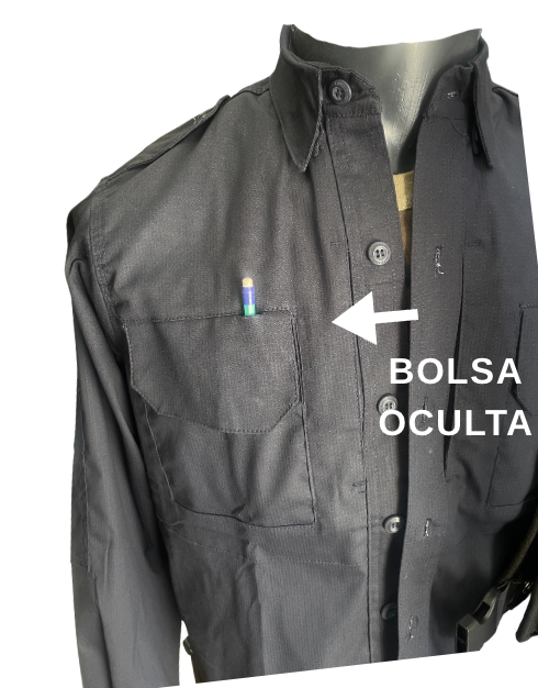 CAMISOLA TACTICA botones MANGA LARGA Micro Ripstop AZUL MARINO - Imagen 2